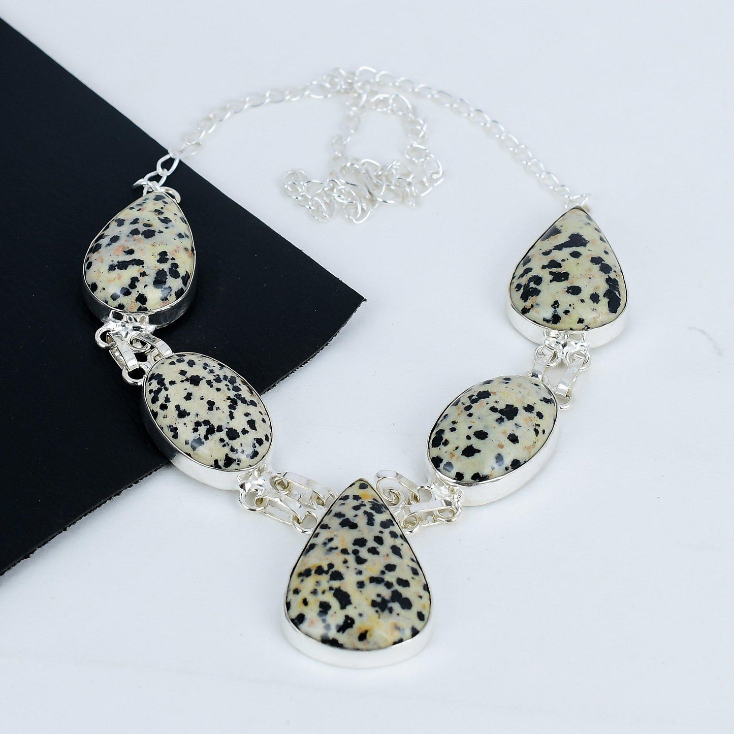 Beige Dalmatian Jasper Gemstone Necklace