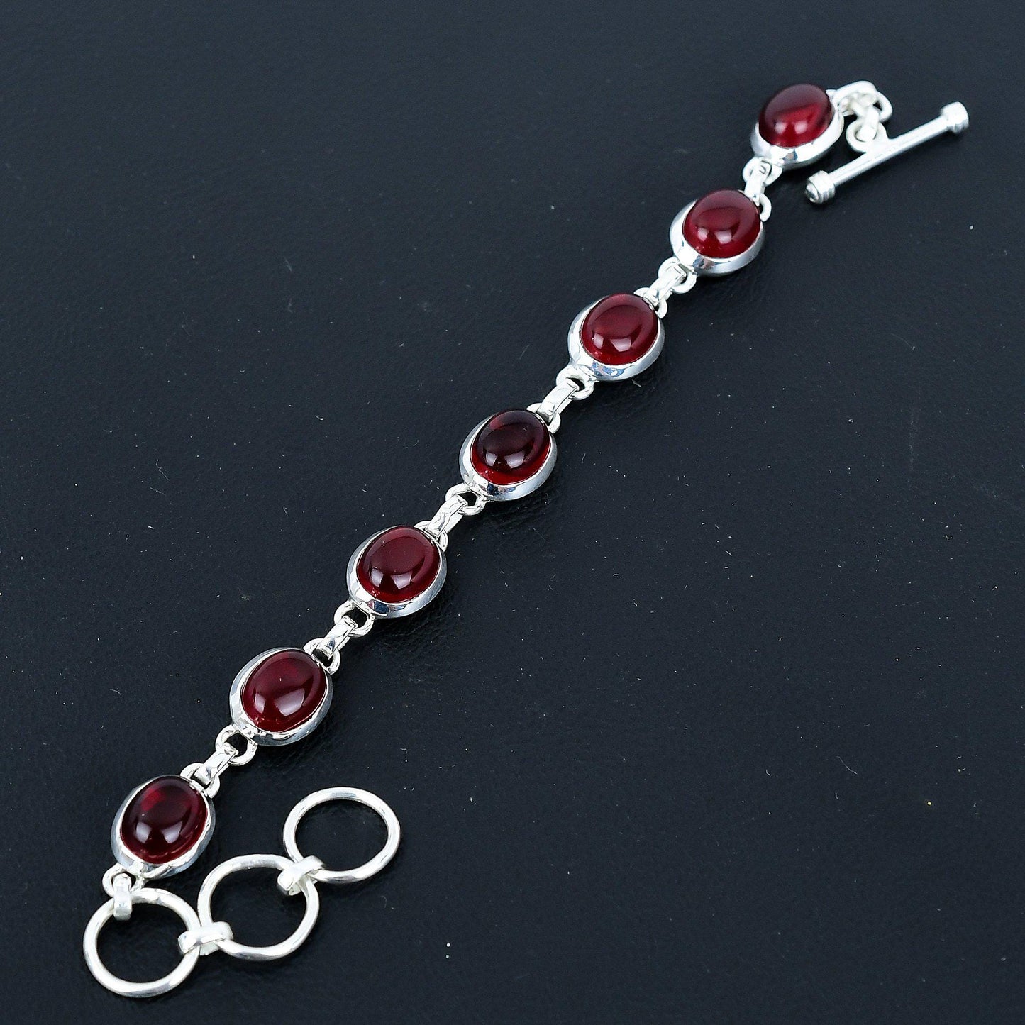 Red Carnelian Sterling Silver Bracelet