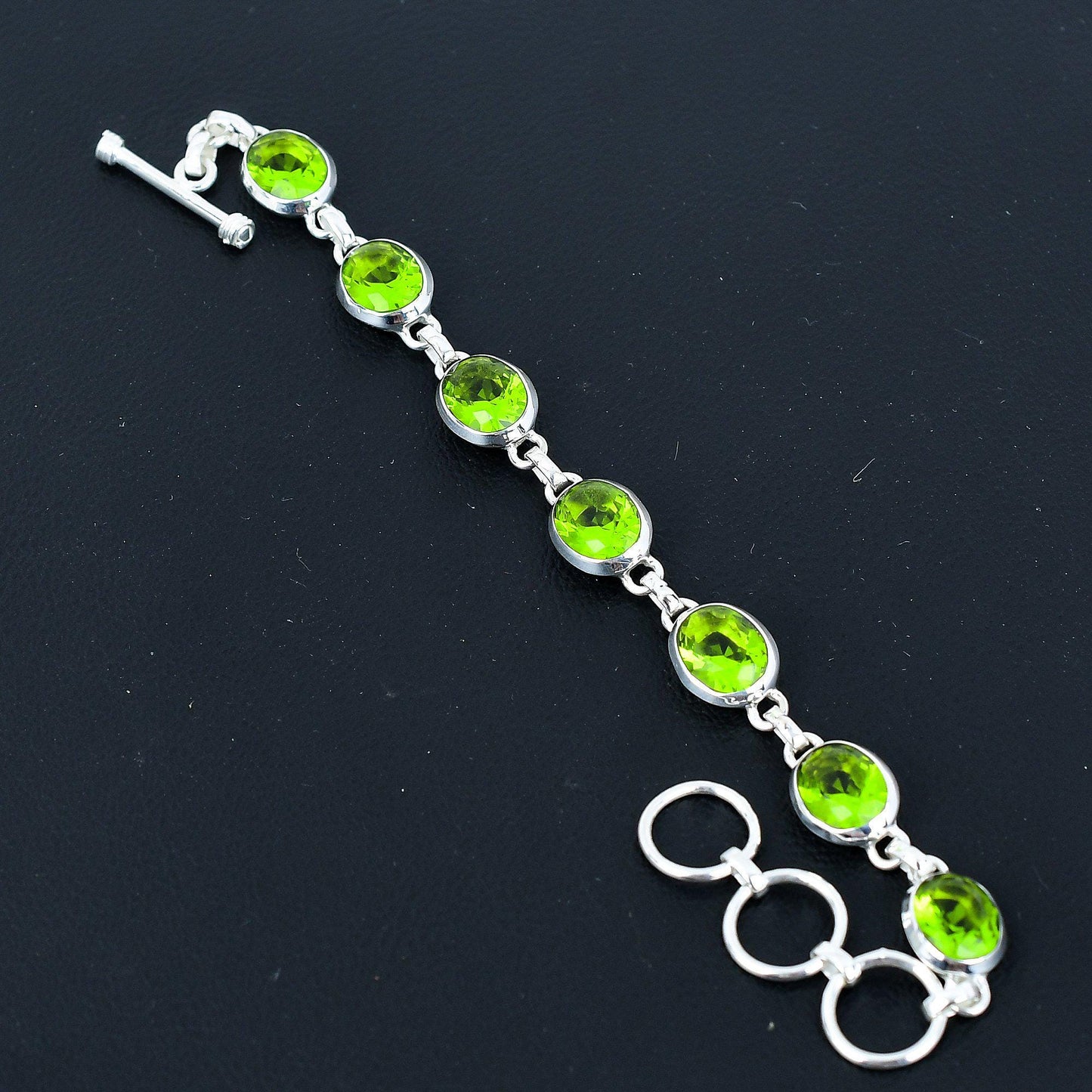 Green Peridot Sterling Silver Bracelet