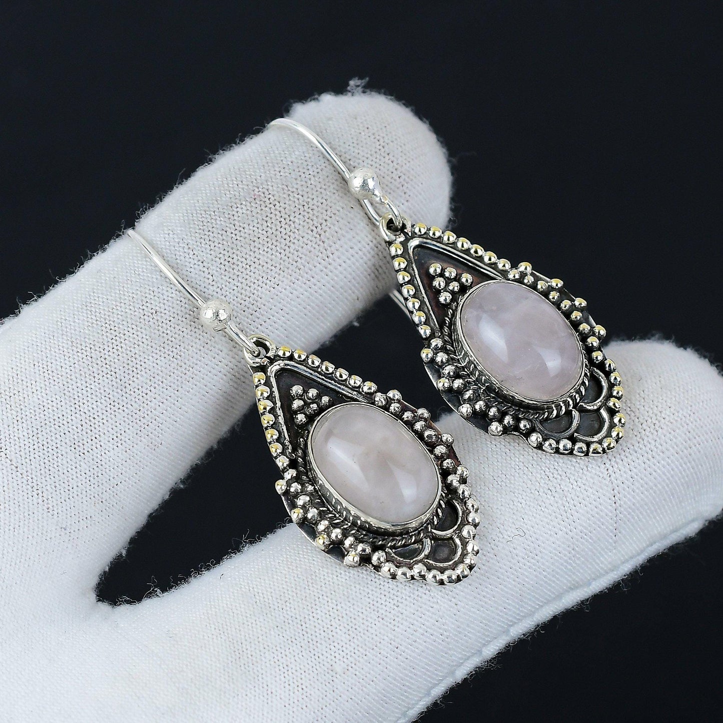 Pink Rose Quartz Gemstone Earrings