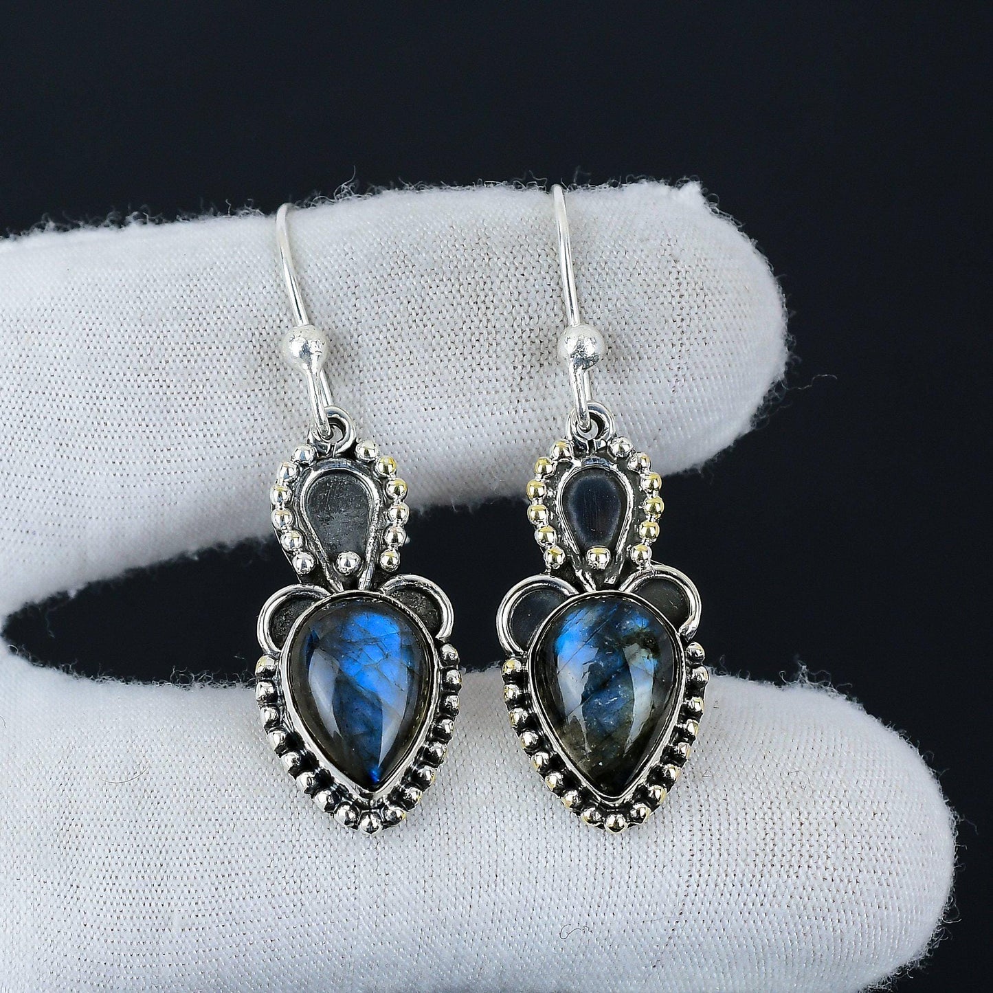Blue Labradorite Gemstone Earrings