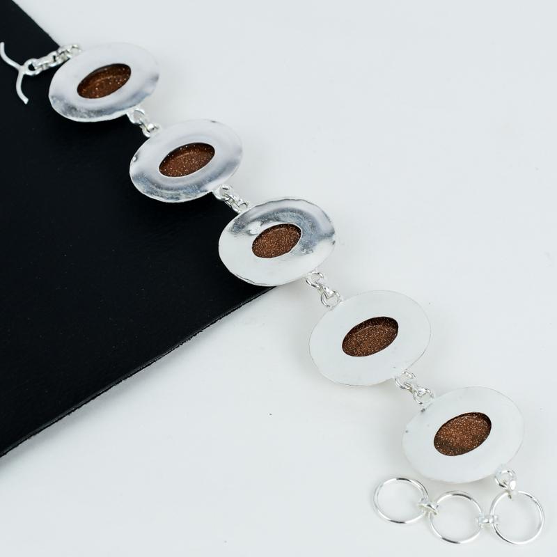 Orange Sunstone Sterling Silver Bracelet