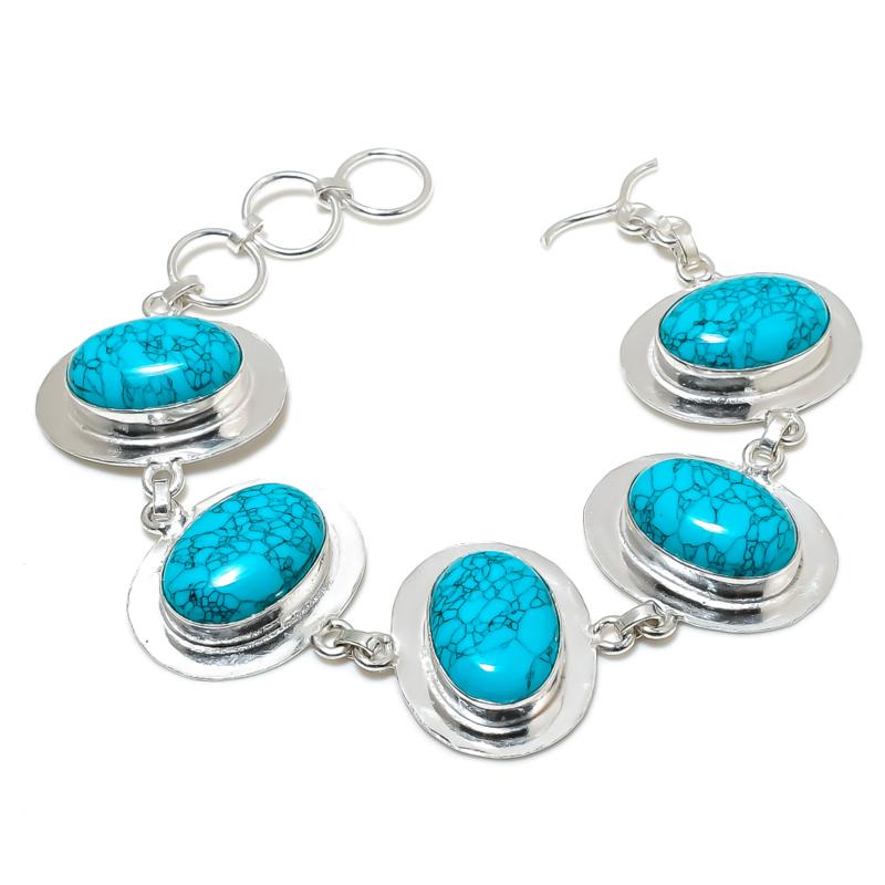 Turquoise Gemstone Sterling Silver Bracelet