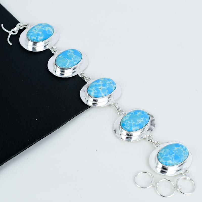 Blue Larimar Sterling Silver Bracelet