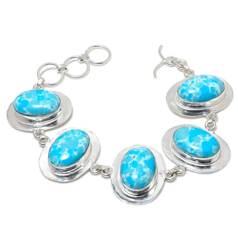 Blue Larimar Sterling Silver Bracelet