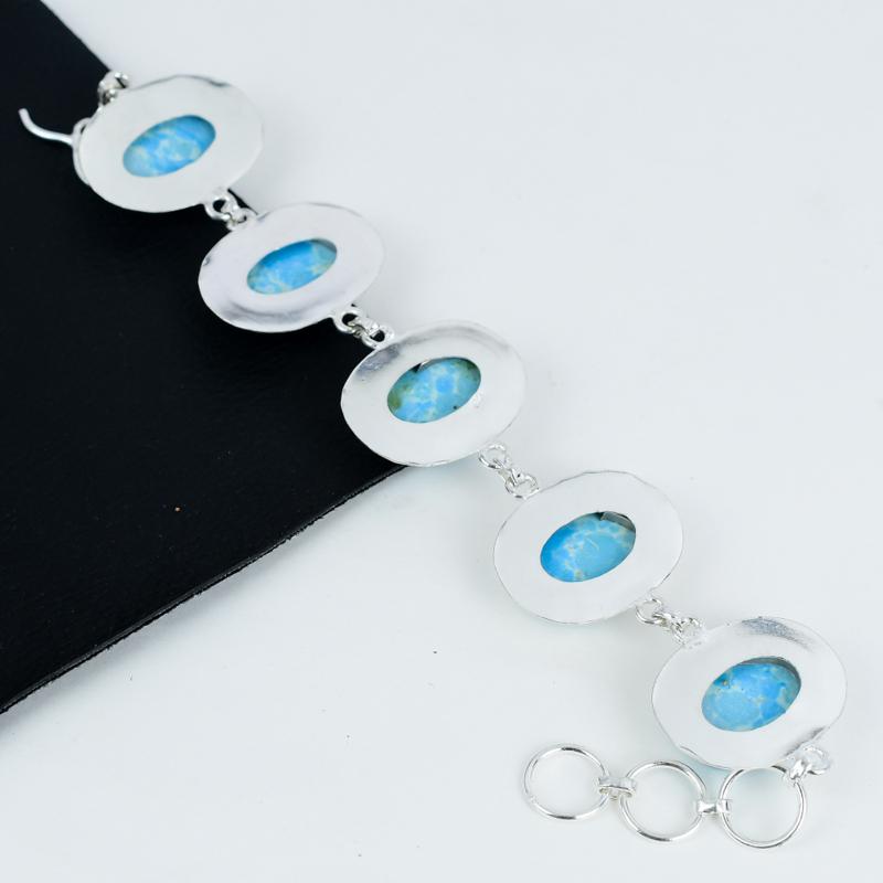 Blue Larimar Sterling Silver Bracelet