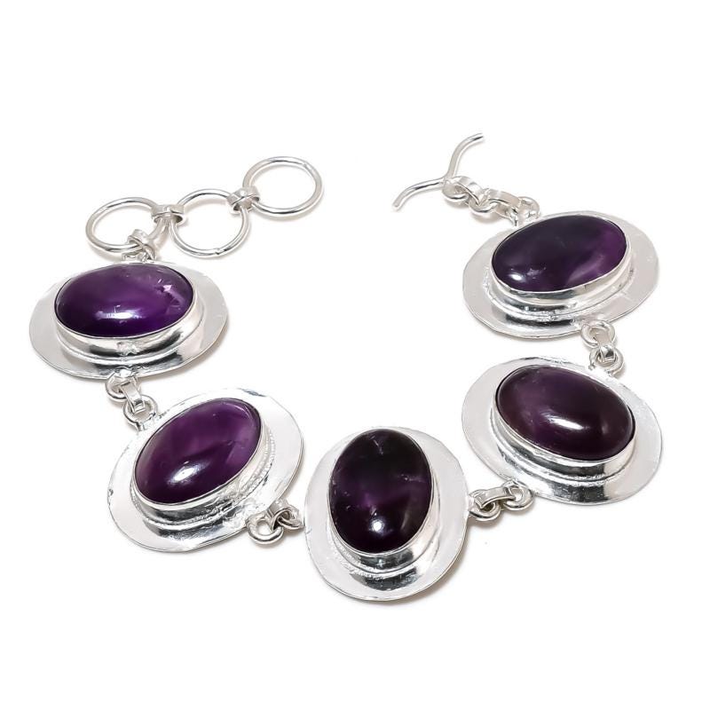 Purple Amethyst Silver Bracelet