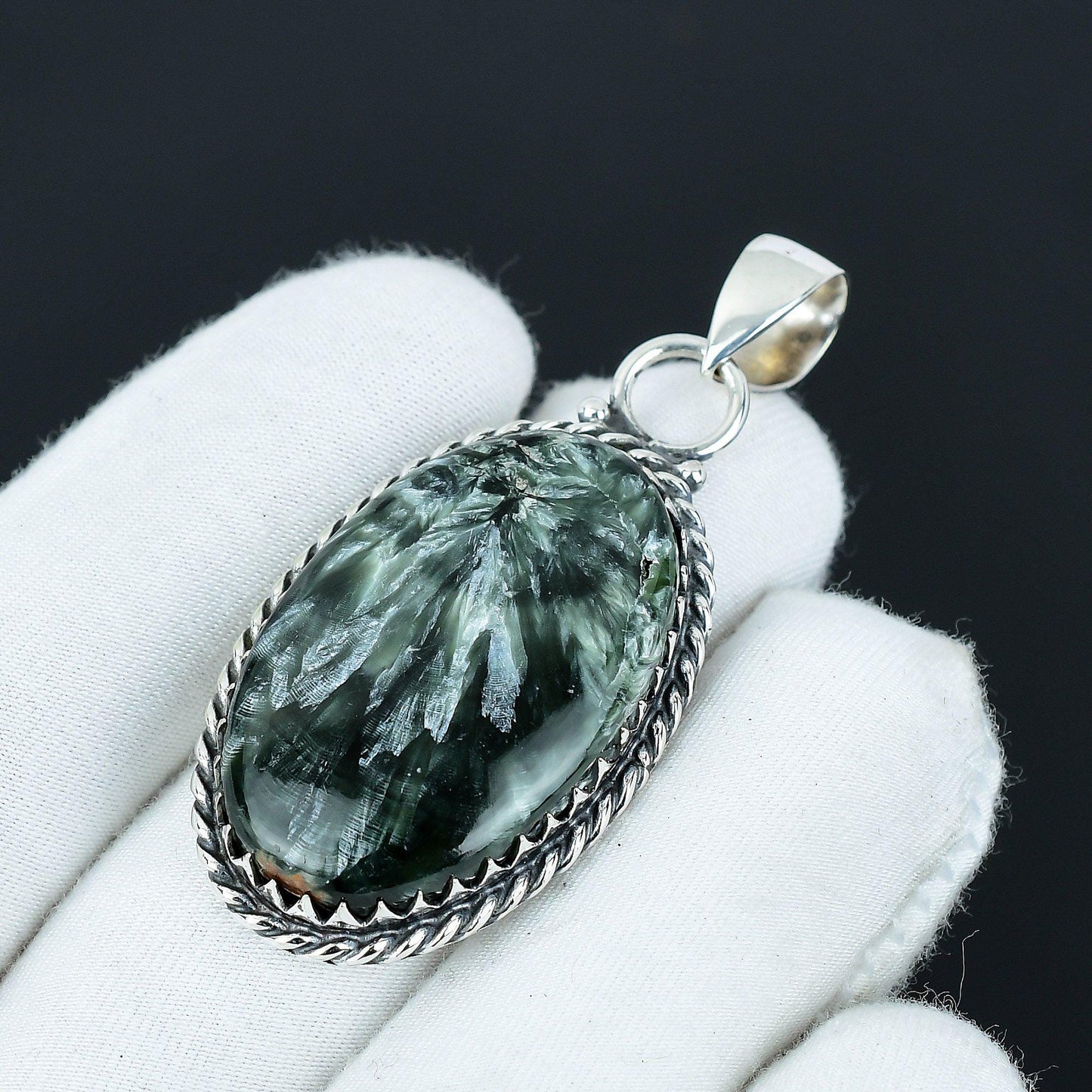 Green Serphenite Gemstone Pendant
