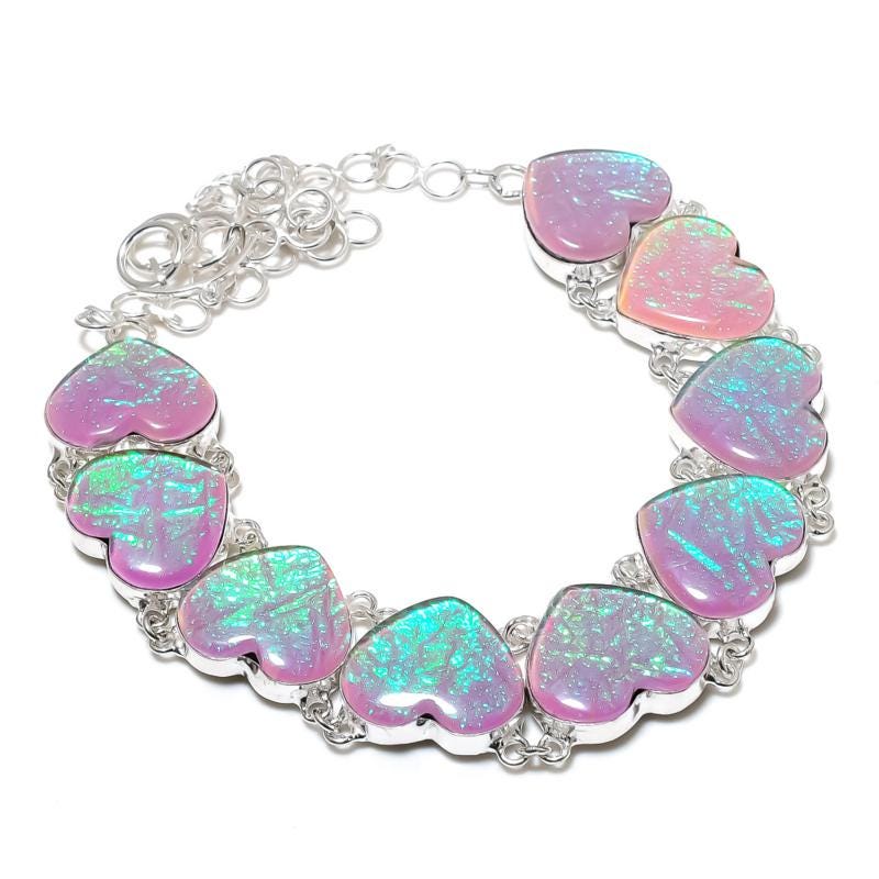 Purple Triplet Fire Opal Heart Necklace