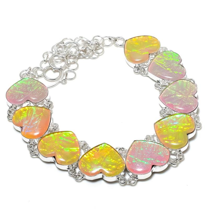 Yellow Australian Triplet Opal Silver Necklace