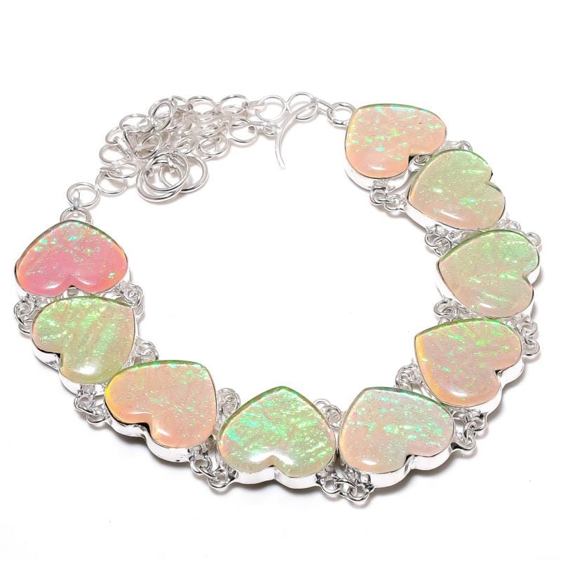 Orange Fire Opal Sterling Silver Necklace