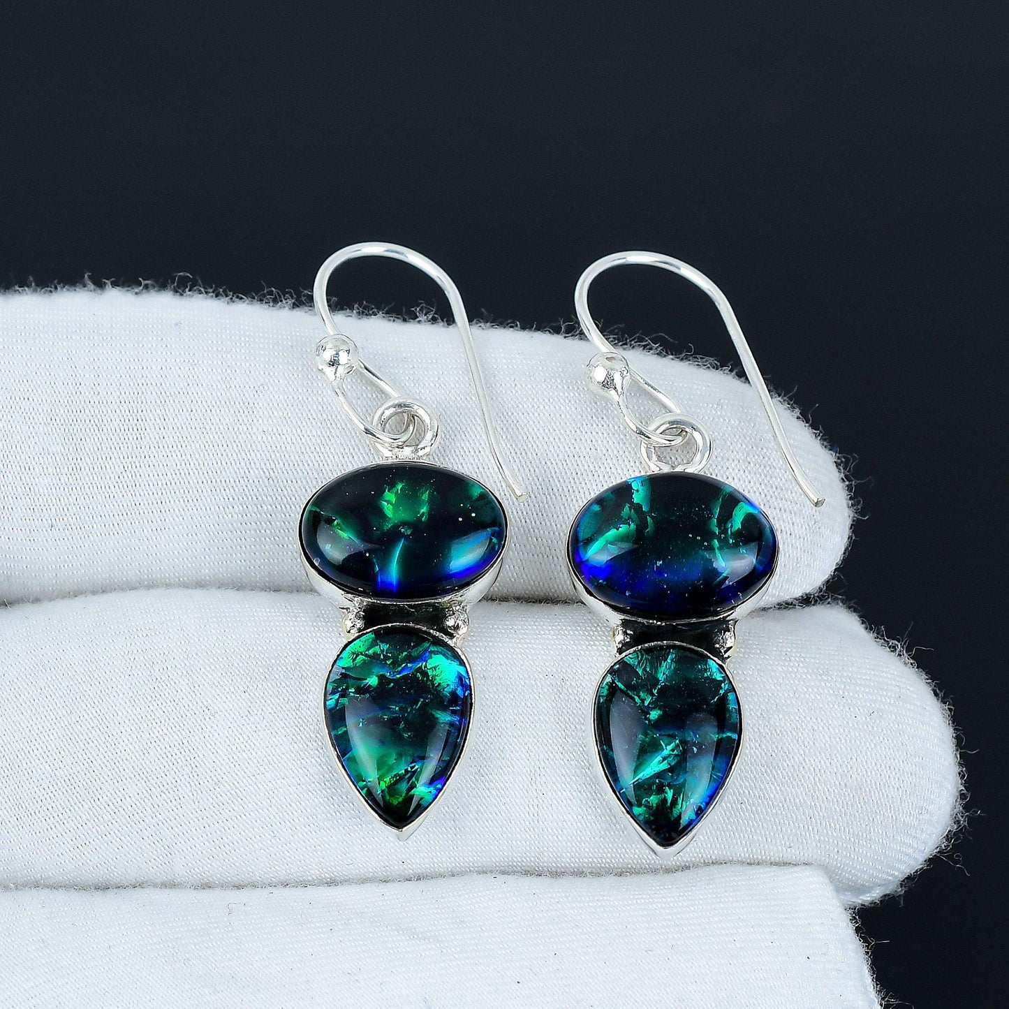 Red Fire Opal Gemstone Sterling Silver Earrings