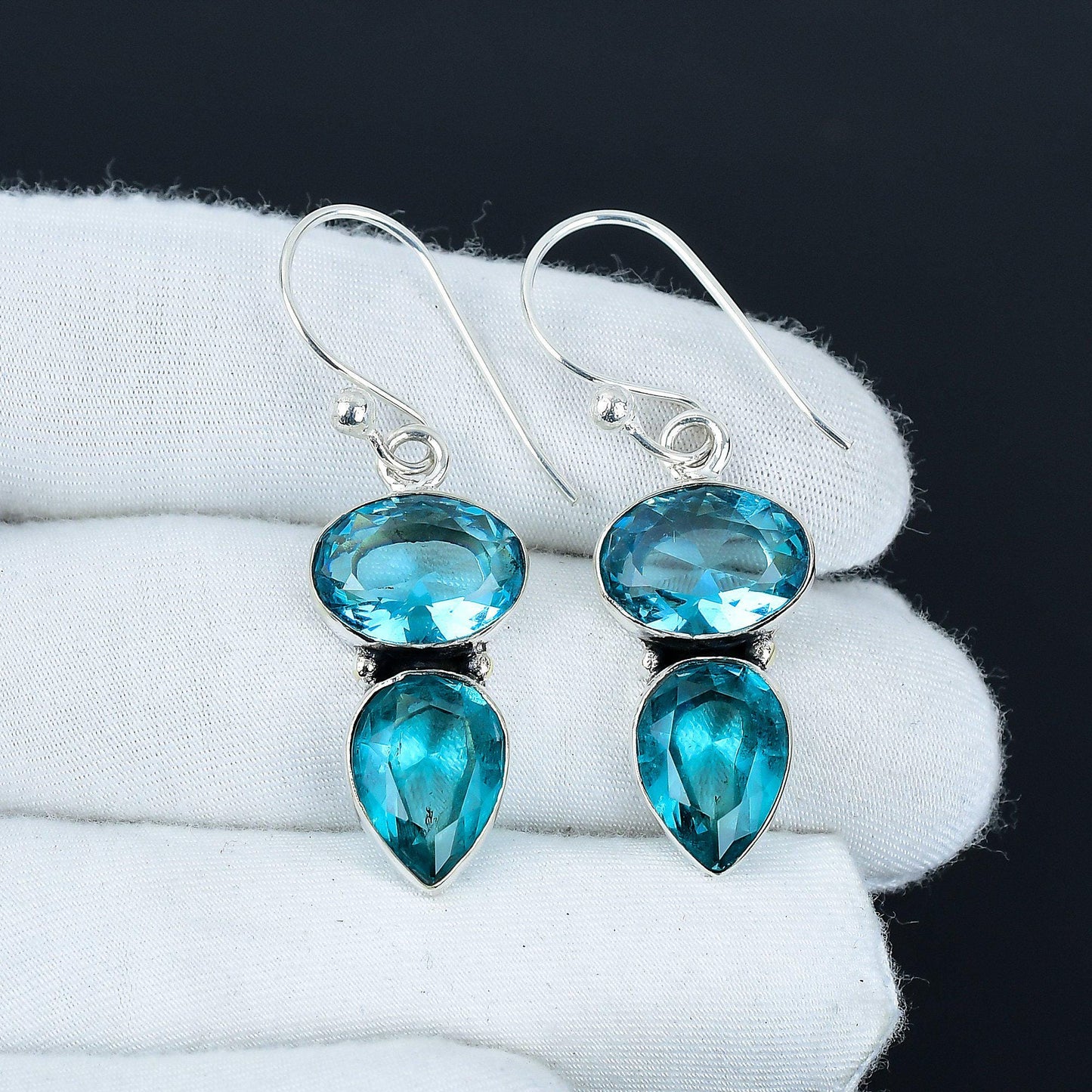 Swiss Blue Topaz Gemstone Earrings