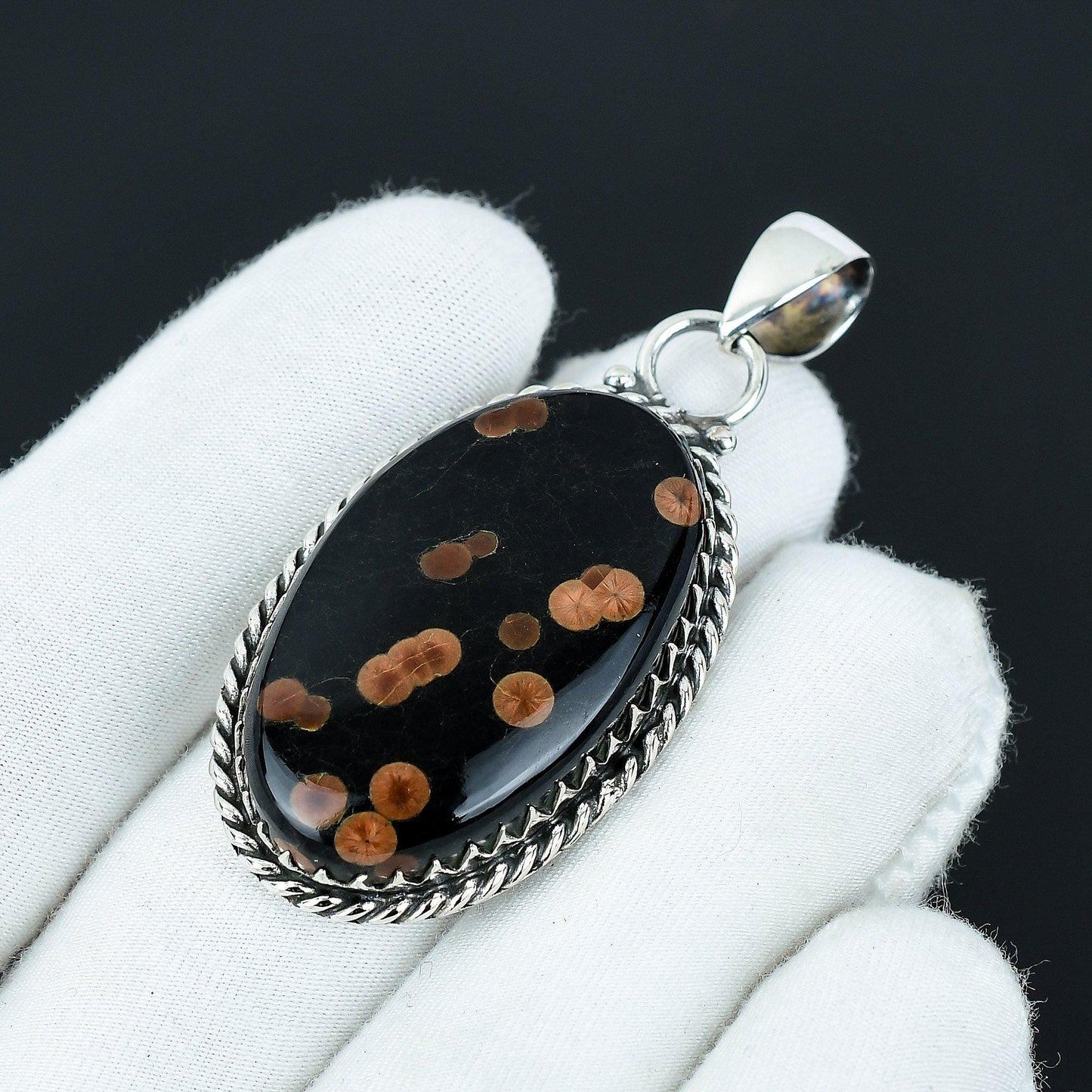 Grey Picasso Jasper Gemstone Pendant