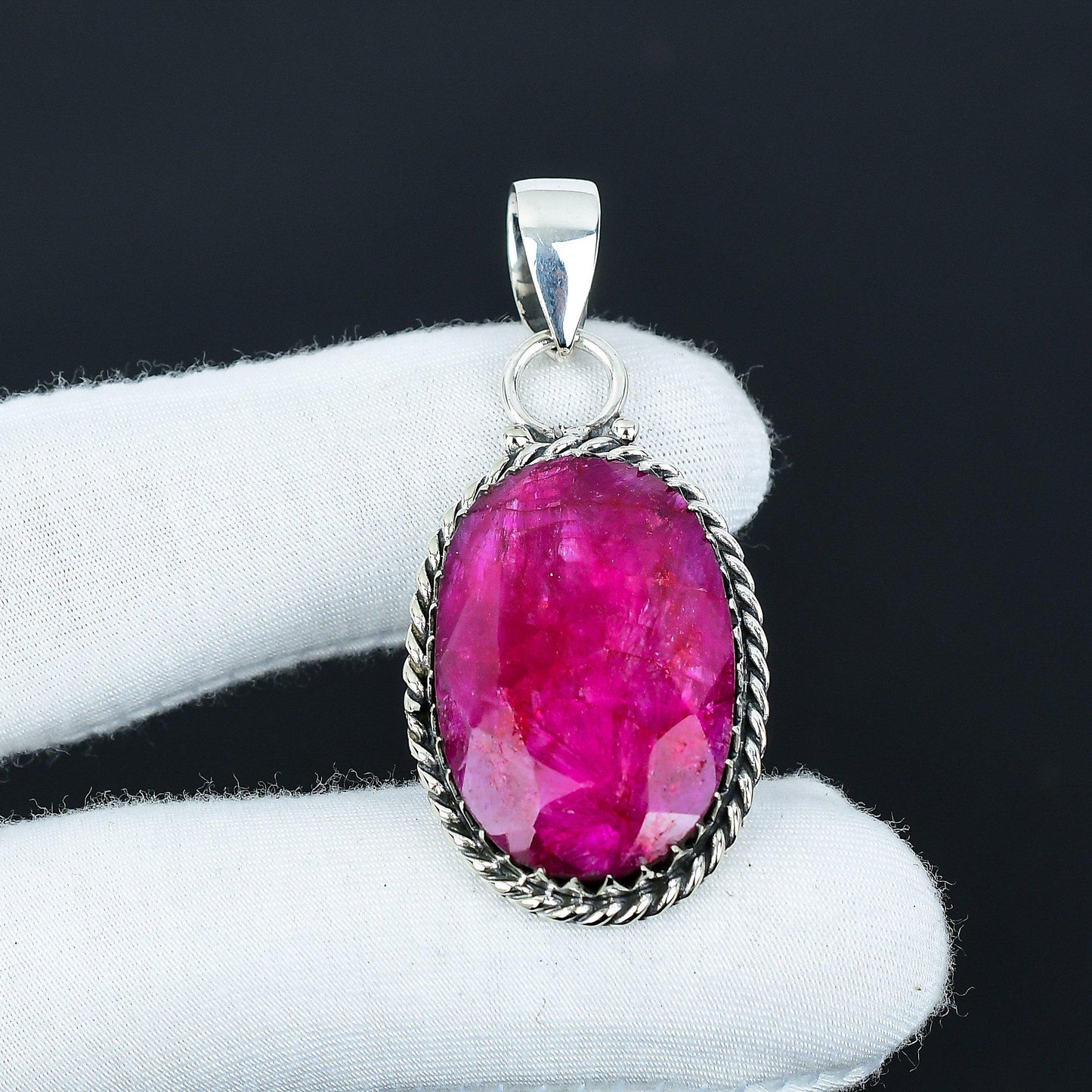 Red Kashmir Ruby Gemstone Pendant