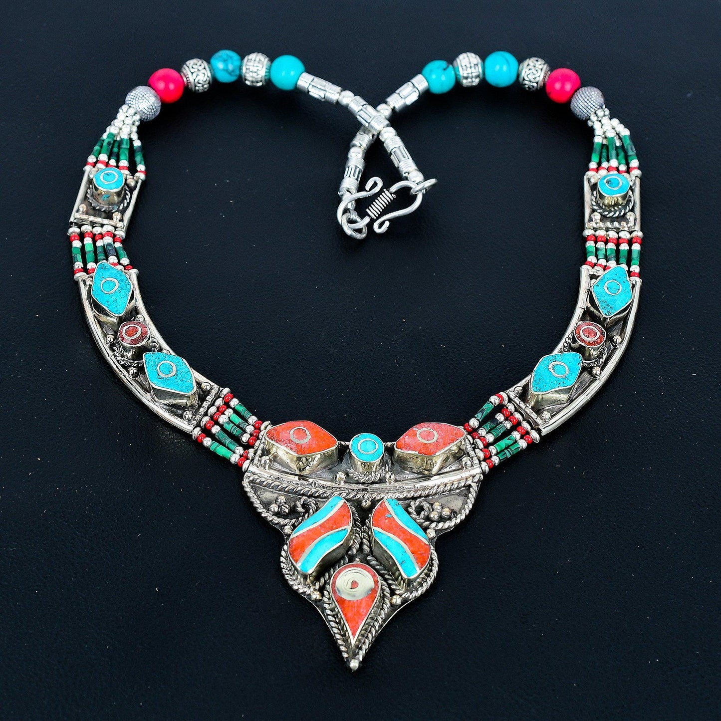Turquoise Coral Lapis Gemstone Necklace