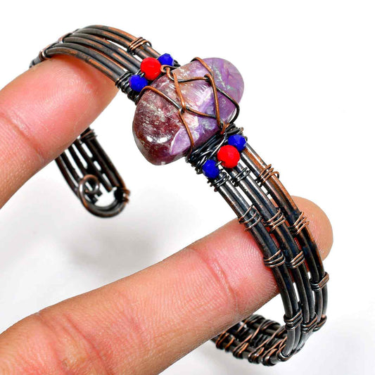 Bohemian Prism – Amethyst & Copper Wire Bracelet