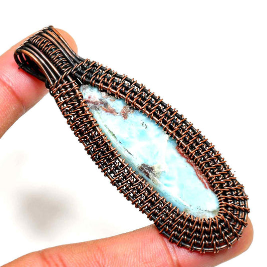 Ocean’s Whisper – Larimar Copper Pendant