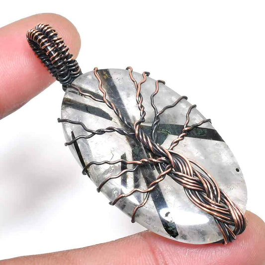 Gaia’s Embrace – Quartz & Copper Tree of Life Pendant