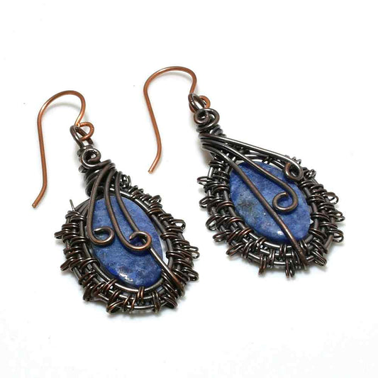 Celestial Whispers – Lapis Lazuli Copper Earrings