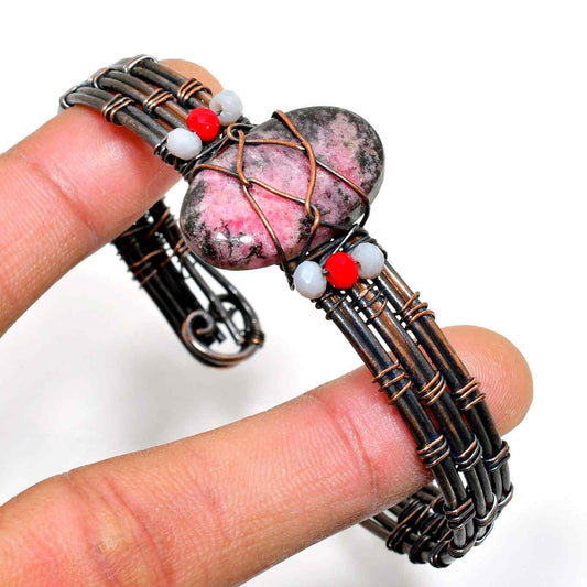 Harmony Heart – Rhodonite & Copper Bracelet