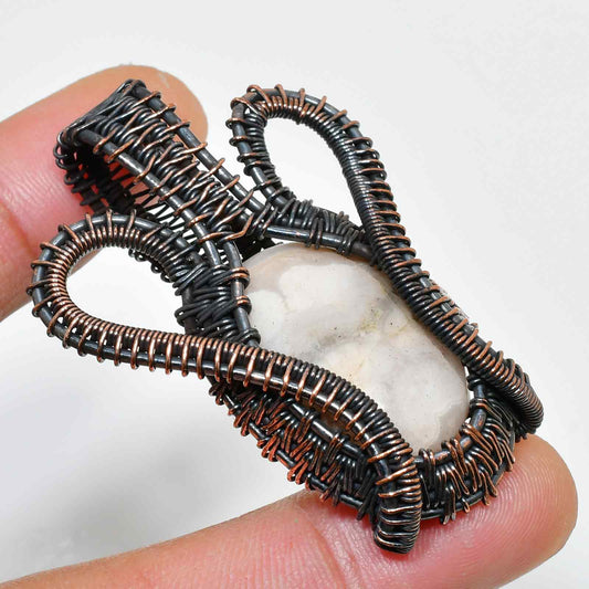 Ezra’s Veil – Natural Stone & Oxidized Copper Pendant