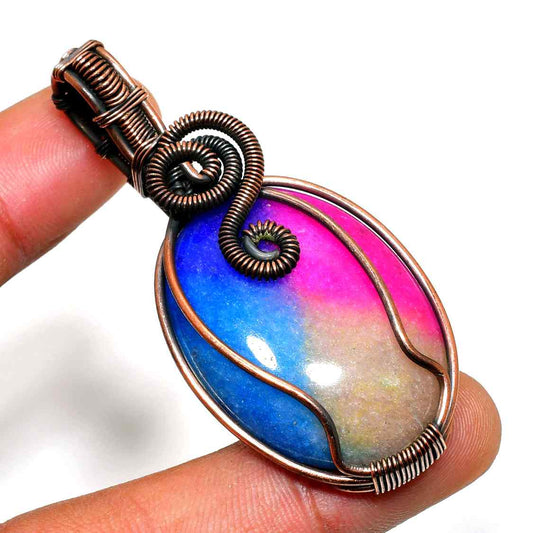 Harmony’s Radiance – Aura Quartz Copper Pendant
