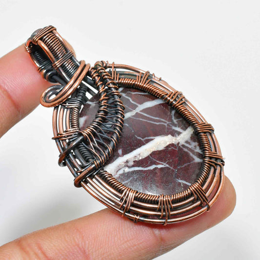 Gaia’s Embrace – Red Jasper & Copper Pendant
