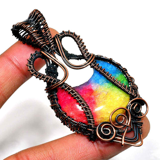 Kaleidoscope Dream – Drusy Quartz & Copper Pendant