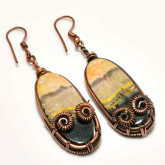 Terra’s Embrace – Agate Copper Earrings