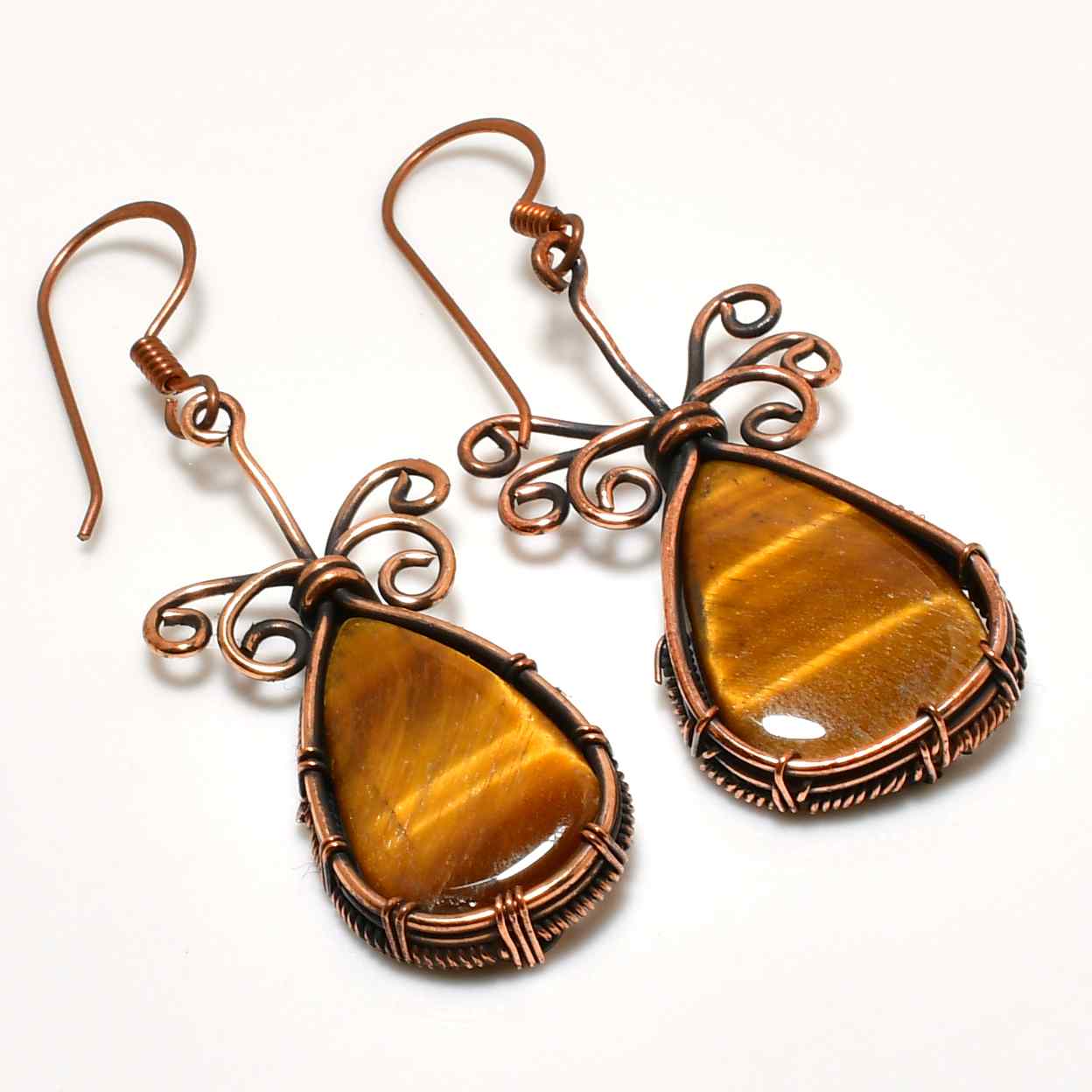 Aurea’s Ember – Tiger’s Eye Copper Earrings