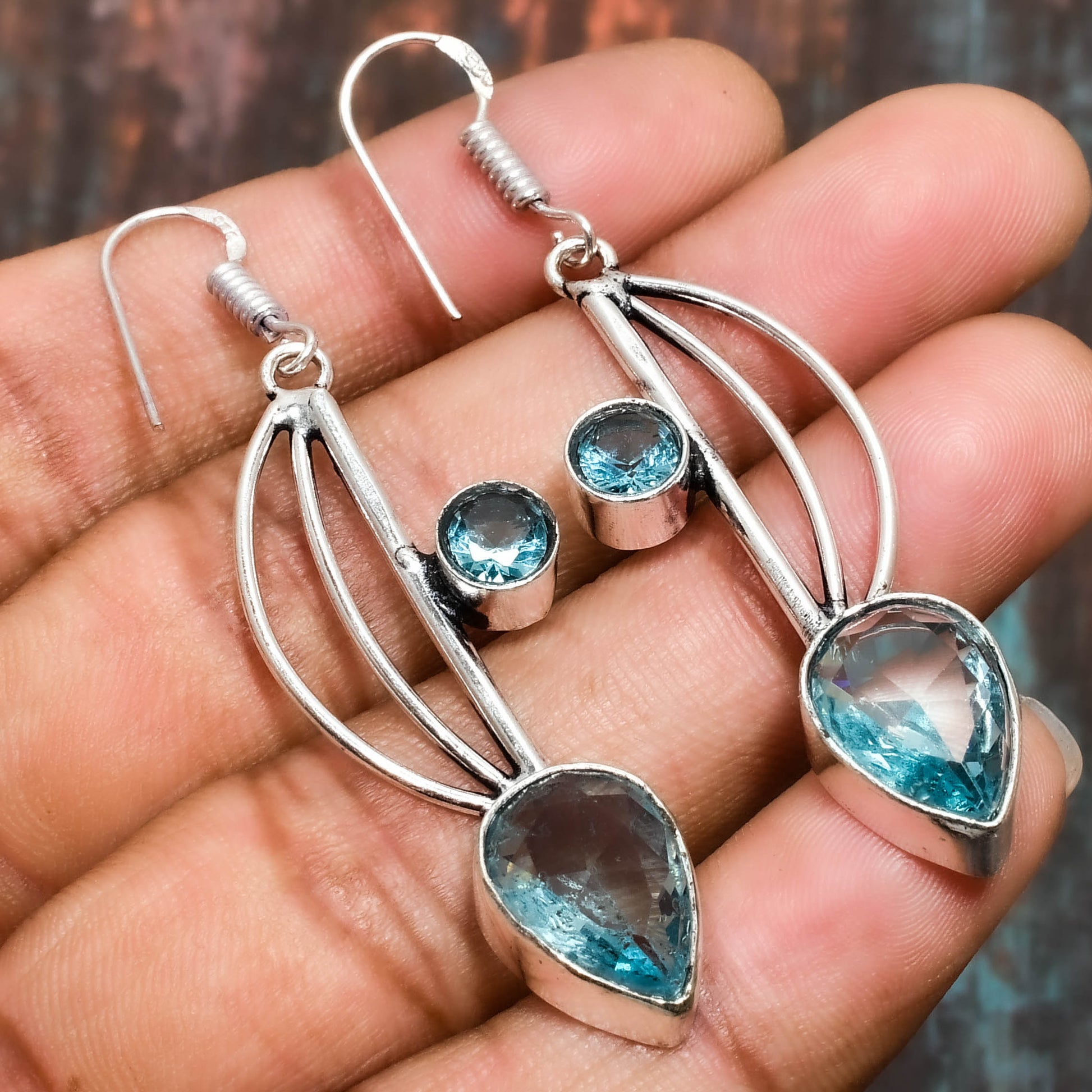Tranquil Tides – Aquamarine Sterling Silver Earrings