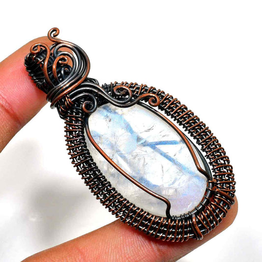 Luna’s Whisper – Moonstone Copper Pendant