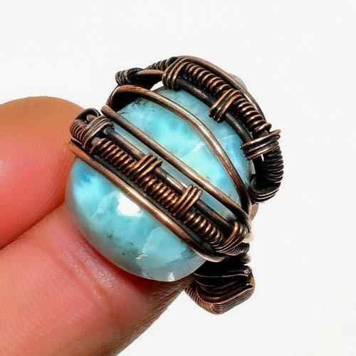 Sky’s Embrace – Larimar Copper Ring