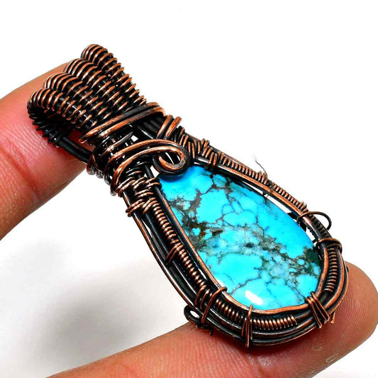 Turquoise Tranquility – Handwrapped Copper Pendant