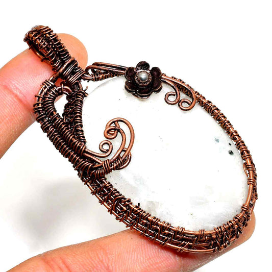 Luna’s Embrace – White Stone Copper Pendant