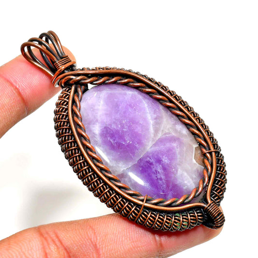 Ezra’s Veil – Handwrapped Amethyst & Copper Pendant