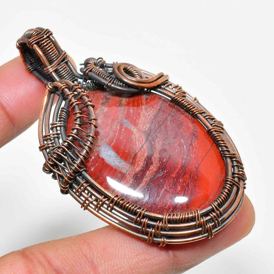 Gaia’s Ember – Red Jasper Copper Pendant