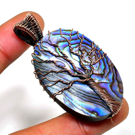 Ocean’s Embrace – Abalone Tree of Life Pendant