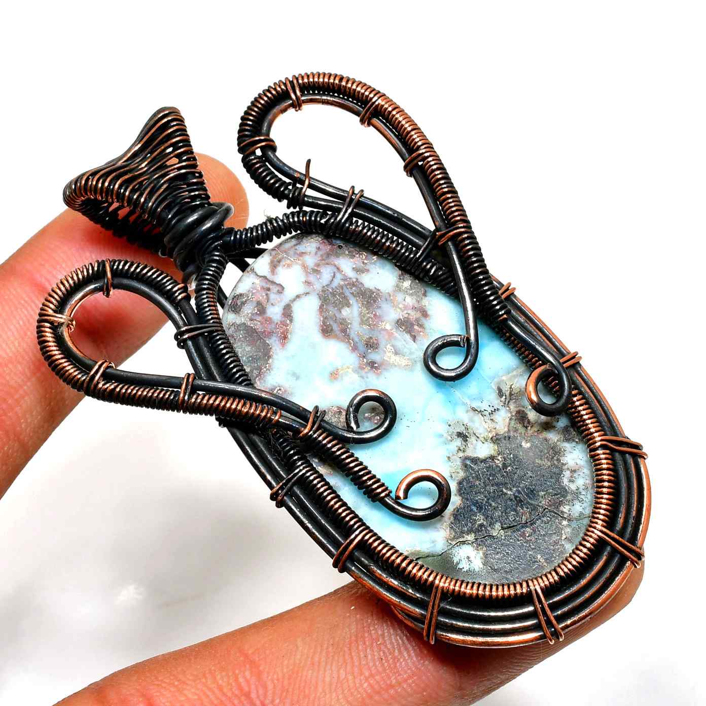 Grounded Harmony – Copper-Wrapped Natural Stone Pendant
