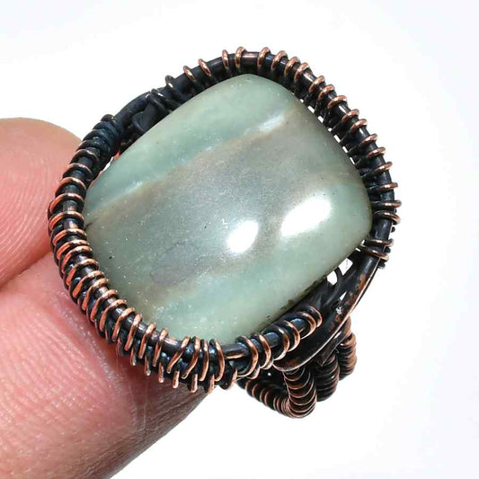 Serenity’s Embrace – Jade & Copper Wire Ring