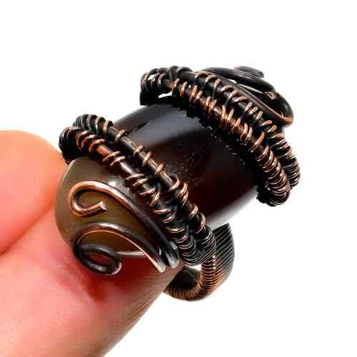 Gaia’s Harmony – Copper-Wrapped Agate Ring