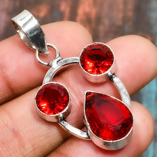 Crimson Harmony – Sterling Silver Ruby Pendant