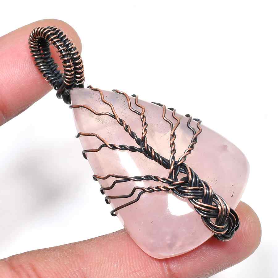 Amara’s Heart – Rose Quartz Tree of Life Pendant