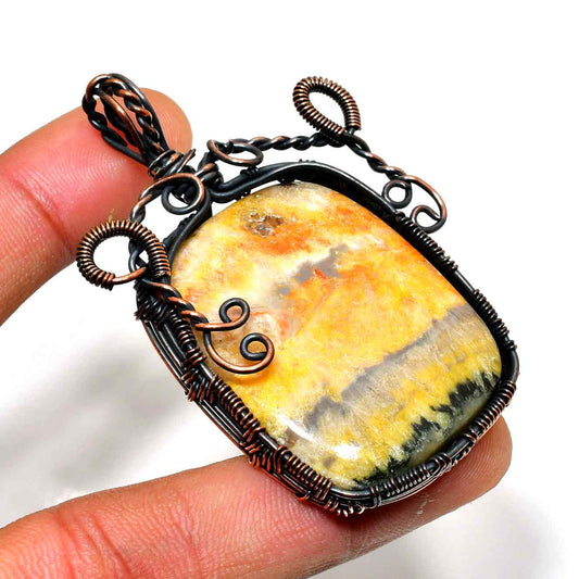 Sunset Harmony – Agate & Oxidized Copper Pendant