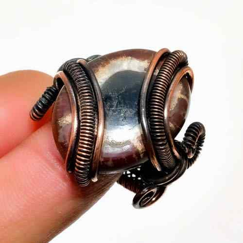 Moonlit Mirror – Silver Sheen Obsidian Copper Ring