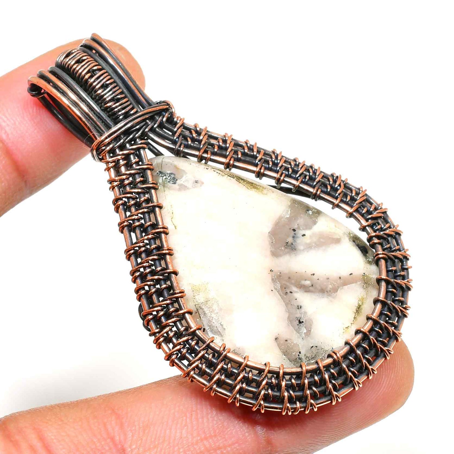 Gaia’s Harmony – Copper-Wrapped Natural Stone Pendant