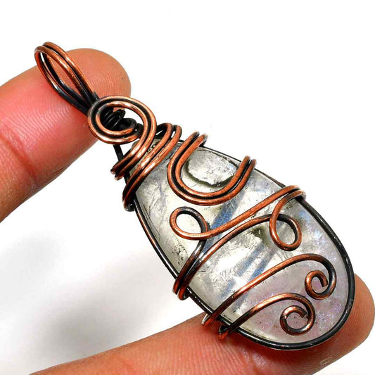 Luna’s Whisper – Oxidized Copper Moonstone Pendant