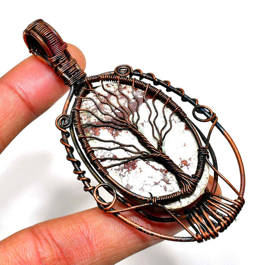Earth’s Embrace – Tree Agate Copper Pendant