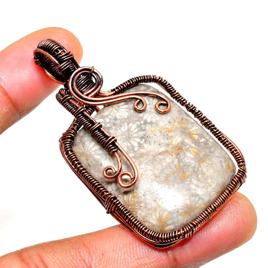 Gaia’s Embrace – Oxidized Copper & Natural Stone Pendant